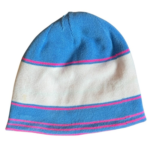 Under Armour Reversible Knit Beanie Hat Running Cap Pink Blue White Logo O/S - Picture 6 of 6